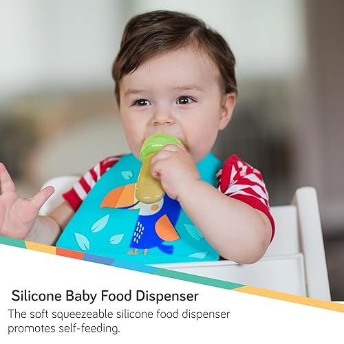 Miniatura 7 de Nuby EZ Squee-Z - Dispensador de alimentos de silicona autoalimentable para bebés 1 unidad paquete de 1 los colores pueden variar Aqua/Rosa/Verde,