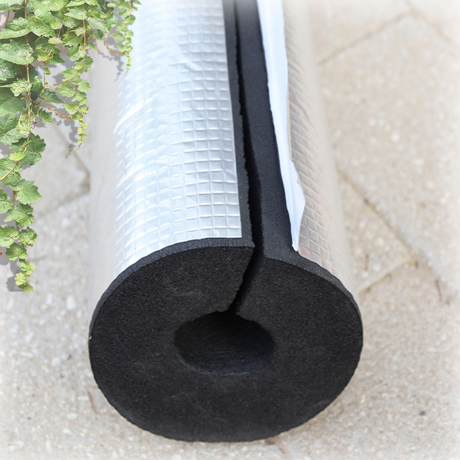 Tubo Isolante Antigelo Per Esterni | Rivestito In Alluminio Autoadesivo | Gomma Ignifuga | ID 60mm X 10mm X 0,9m | Per Tubi Acqua E Gas