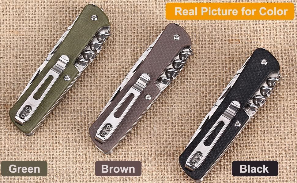 Miniatura 4 de Ruike Kit de cuchillos de camping pequeños multiherramientas 11 en 1 EDC plegable táctico cuchillo de bolsillo para hombres mujeres regalos mini
