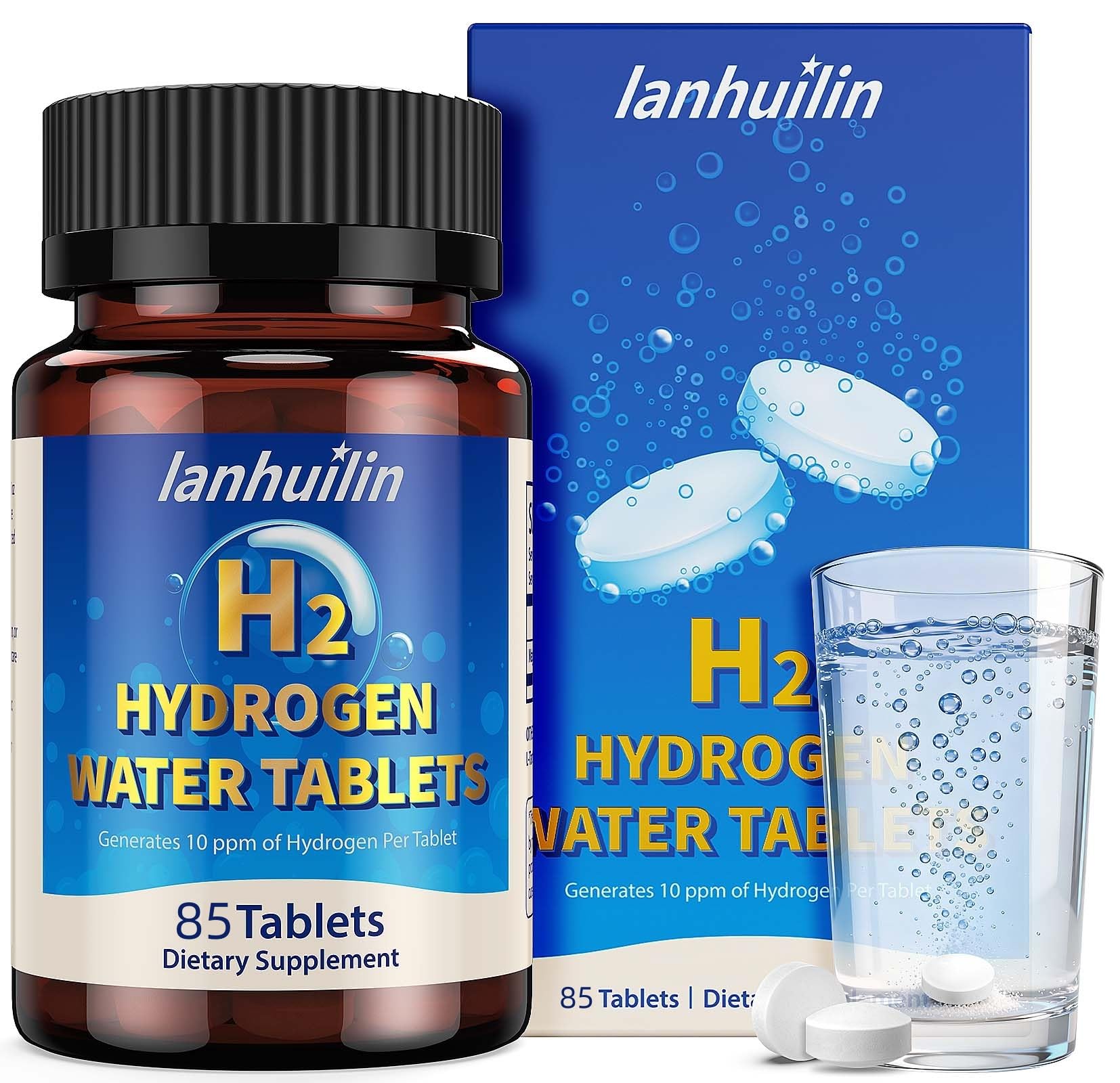 Hydrogen Tablets with 150mg Magnesium – 10 PPM H2 Molecular Hydrogen Tablets for Drinking Water, Supports Healthy Aging, Cellular Energy, Recovery & Brain Health – GMO-Free & Gluten-Free, 85 Tablets Unflavored 85 Count (Pack of 1)