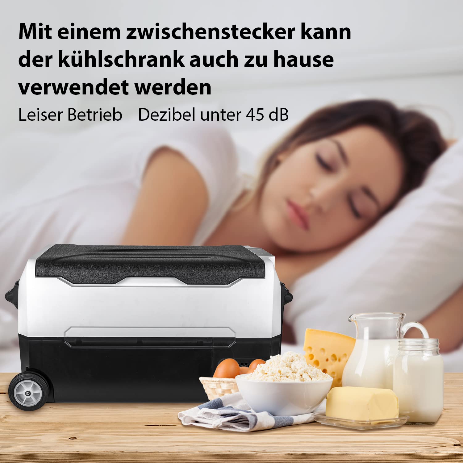 Fullwatt Kompressor Kühlbox 35L mit Rollen, Kühlung bis -20° C, Kühlschrank Elektrisch 12V 24V 220V-240V Anti-Schütteln,Gefrierbox für Camping Auto,LKW, Boot, Reisemobil, Steckdose,Tragbar