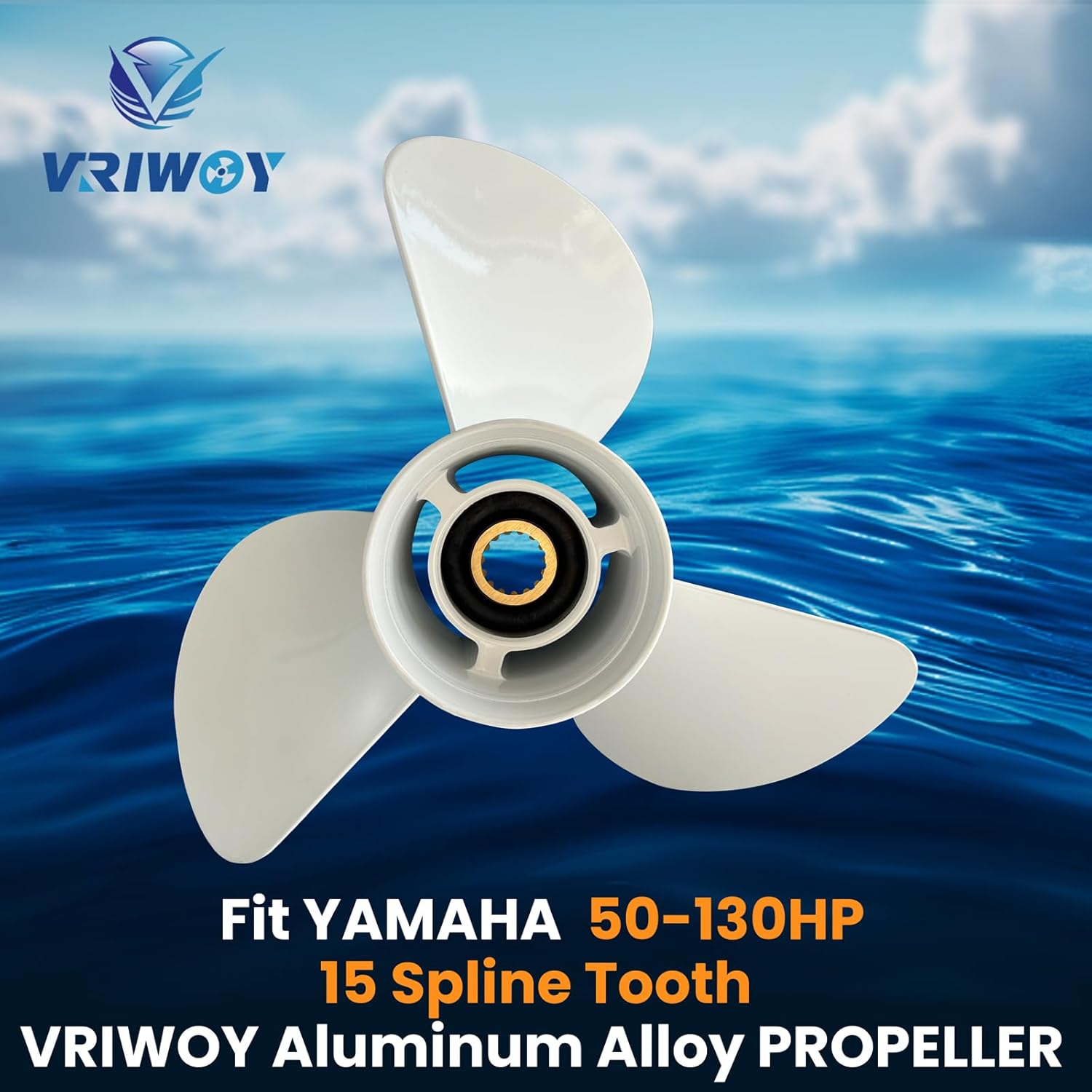 Upgrade 14×11, 13 1/2 ×15, 12 5/8×21, 13 1/2×14, 13 5/8×13 Boat Propeller For Yamaha Outboard Motor 50/60/70/75/80/85/90/100/115/130 HP,Aluminum 15 Spline RH