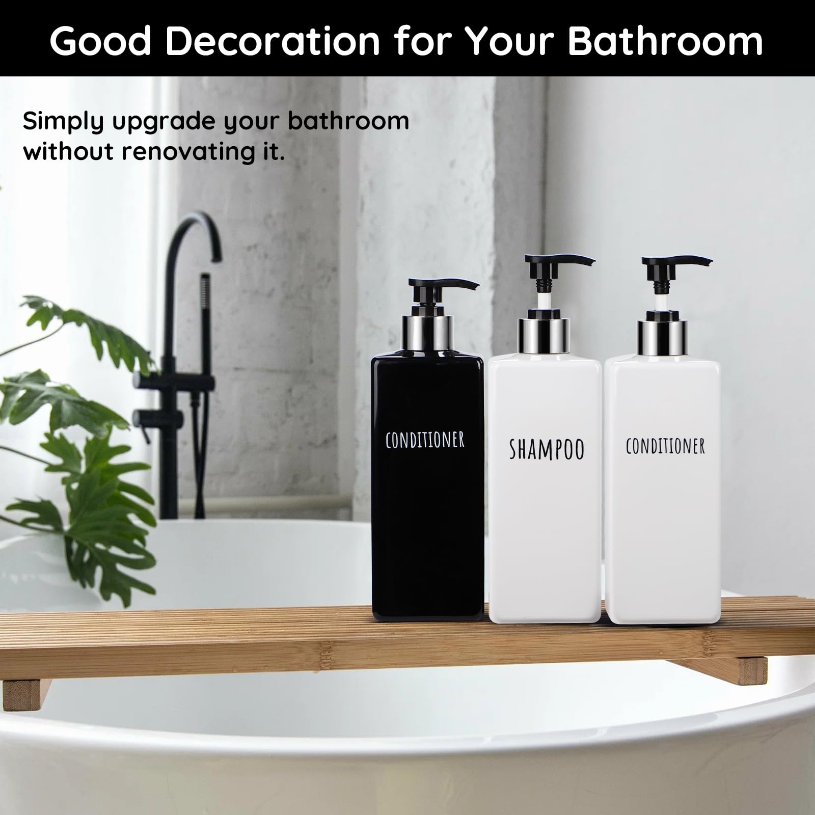 Segbeauty Dispenser Doccia, 6 Pezzi 500ml Dispenser Sapone Nero, Dispenser Shampoo e Bagnoschiuma, Dosatore Sapone Vuoto, Distributore di Sapone per Bagno