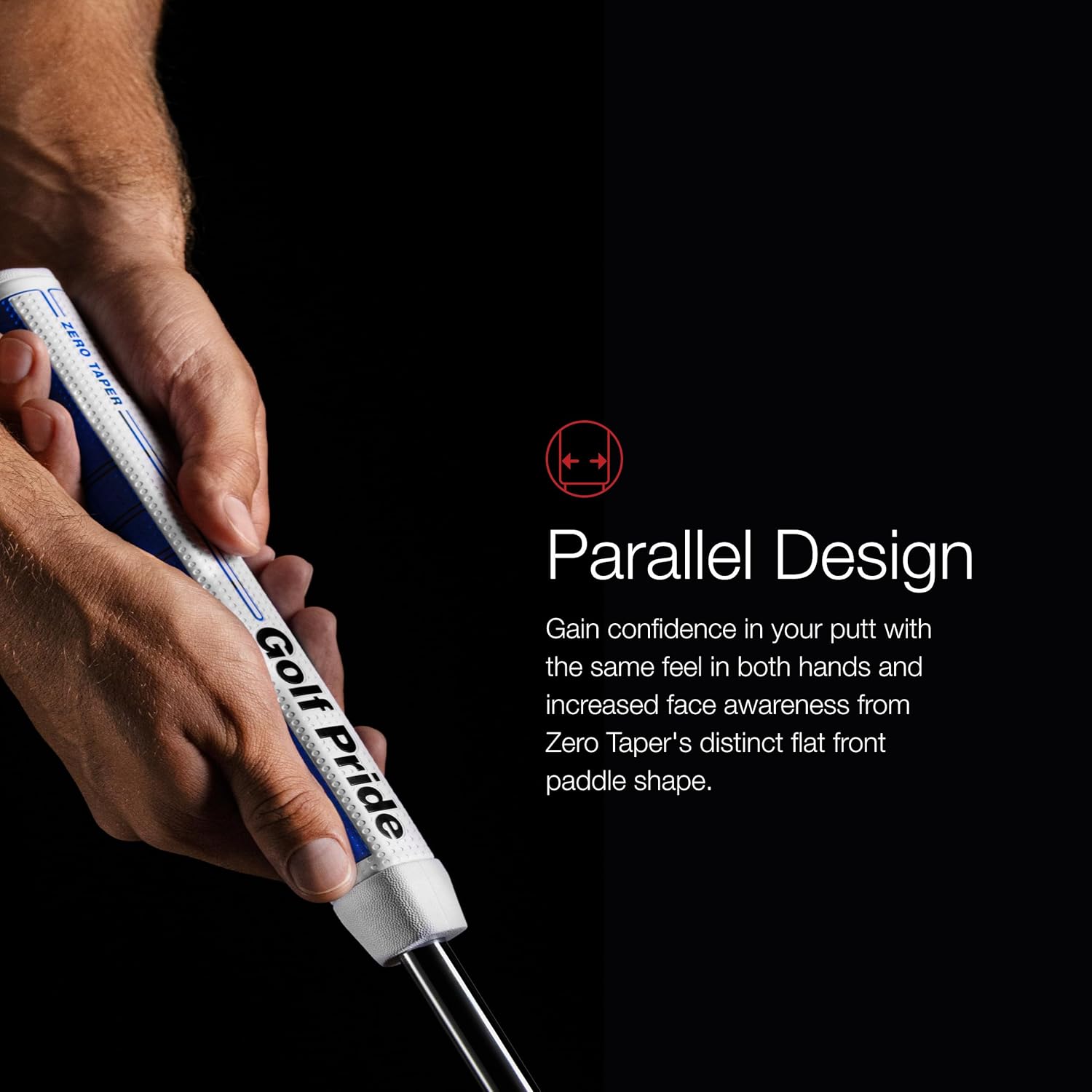 Golf Pride Zero Taper Putter Grip - Parallel Style Design for Consistent Hand Feel - Flat Paddle Horseshoe Shape - Dimpled Surface Texture - Large 58 R Core & Medium 58 R Core - For Men & Women