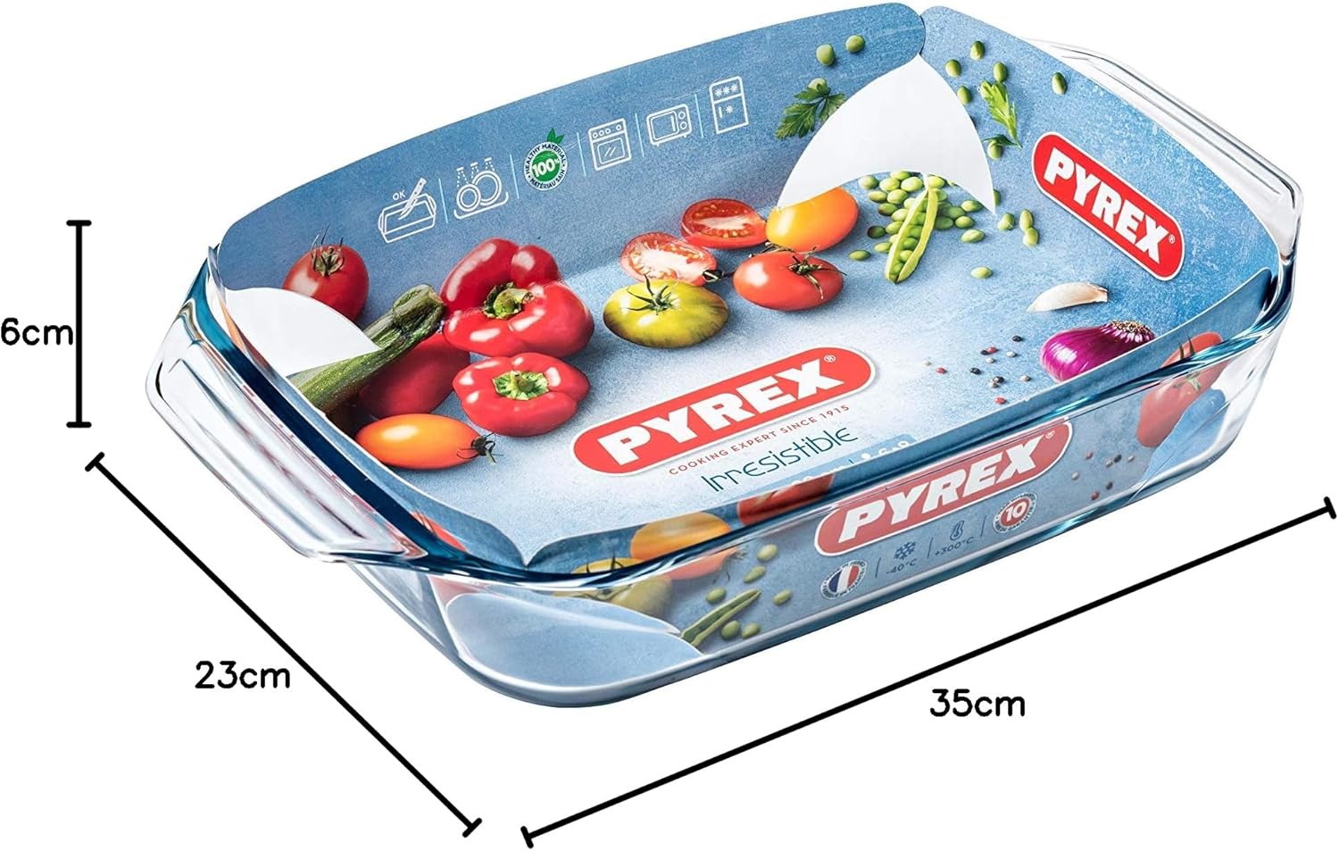 Pyrex Optimum Glass角型ロースター高抵抗簡単グリップ35x23 cm、3