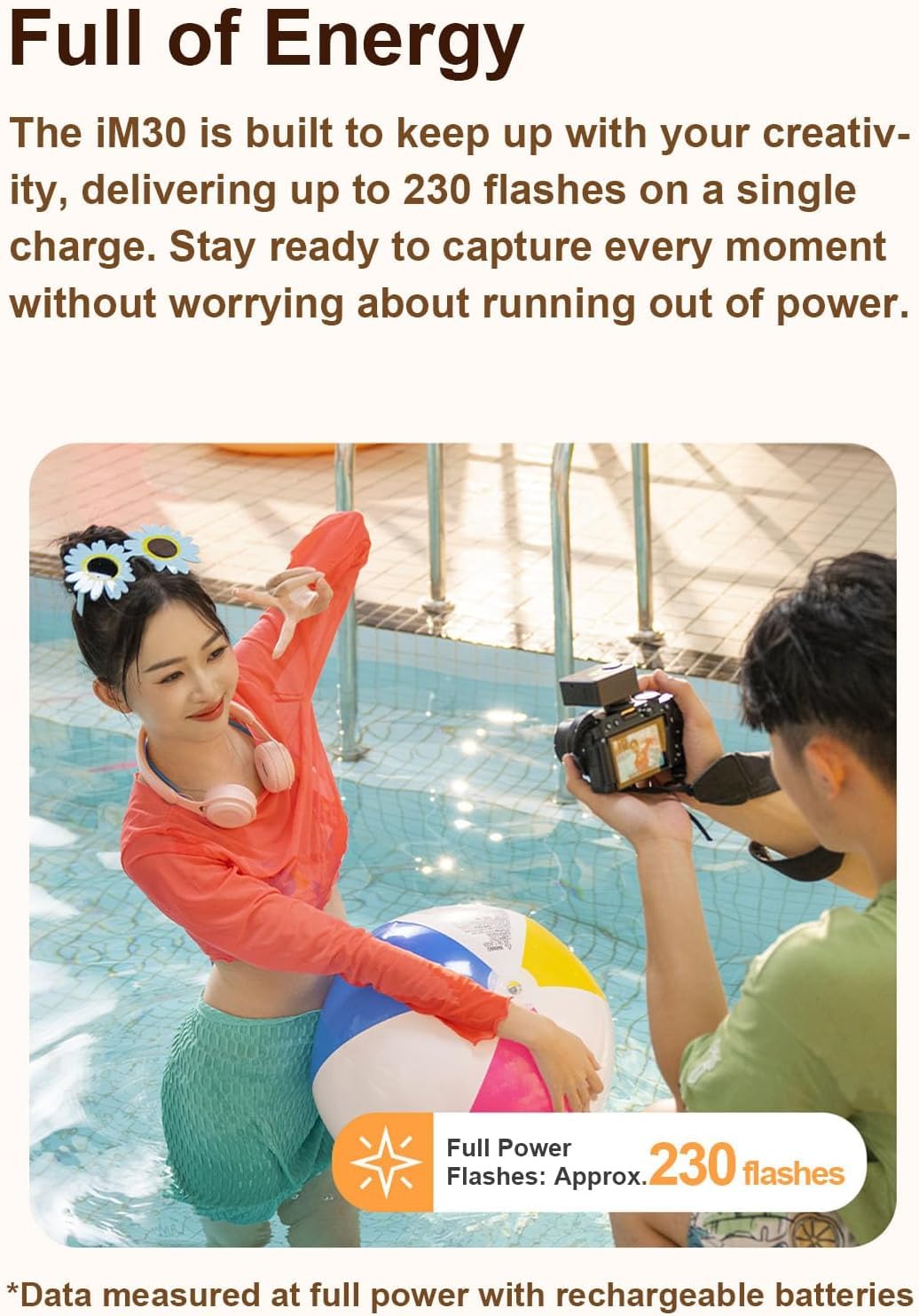 Godox Flash Godox iM30 Mini Flash - Camera Flash GN 15, 7 Power Levels, IM 30 Mini Manual Flash for Canon/Sony zv1/Sony zve10 /Ricoh gr3/Fuji f1-230 Full-Power Flashes/6500K±200K/3.6S Recycle