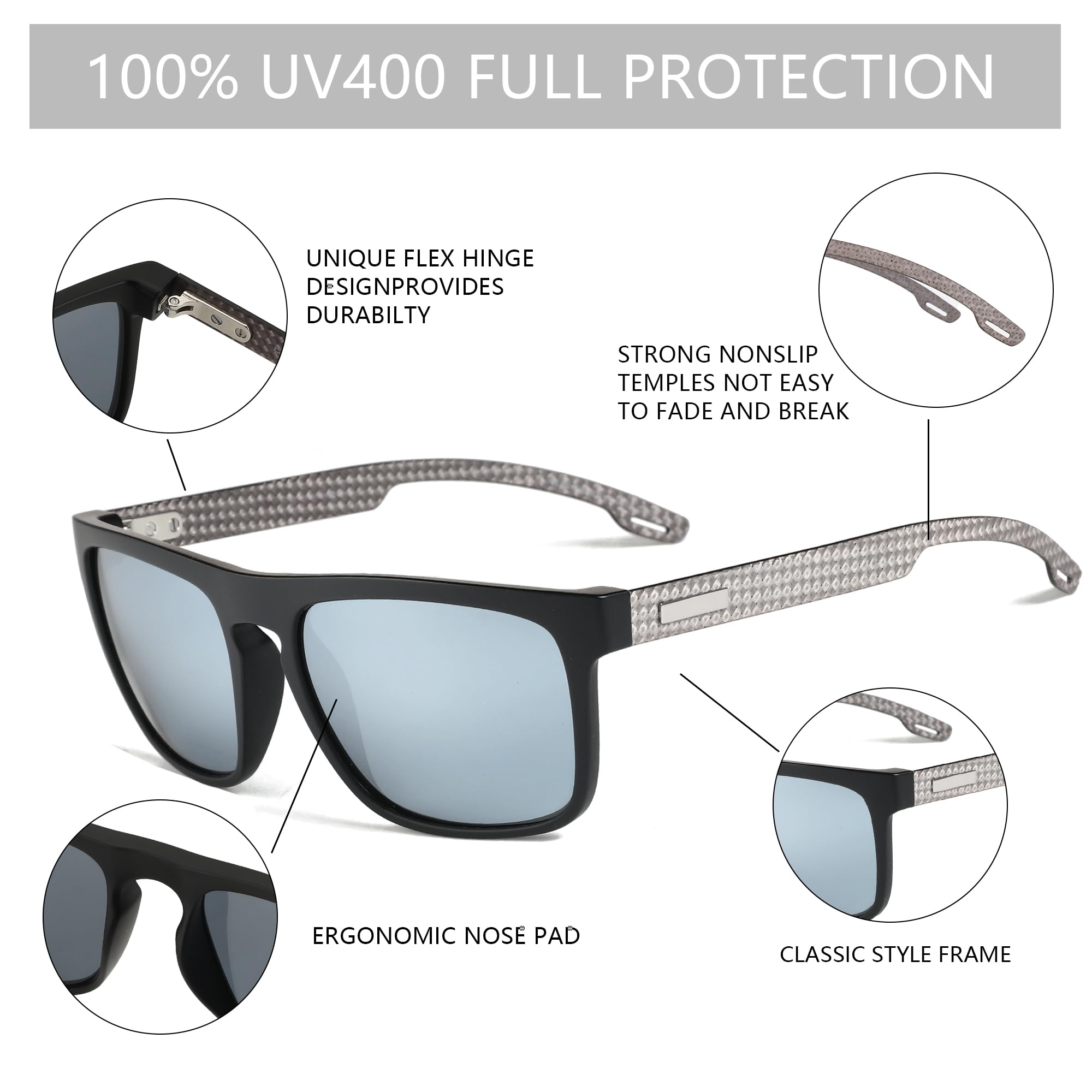 ZENOTTIC Square Polarized Carbon Fiber