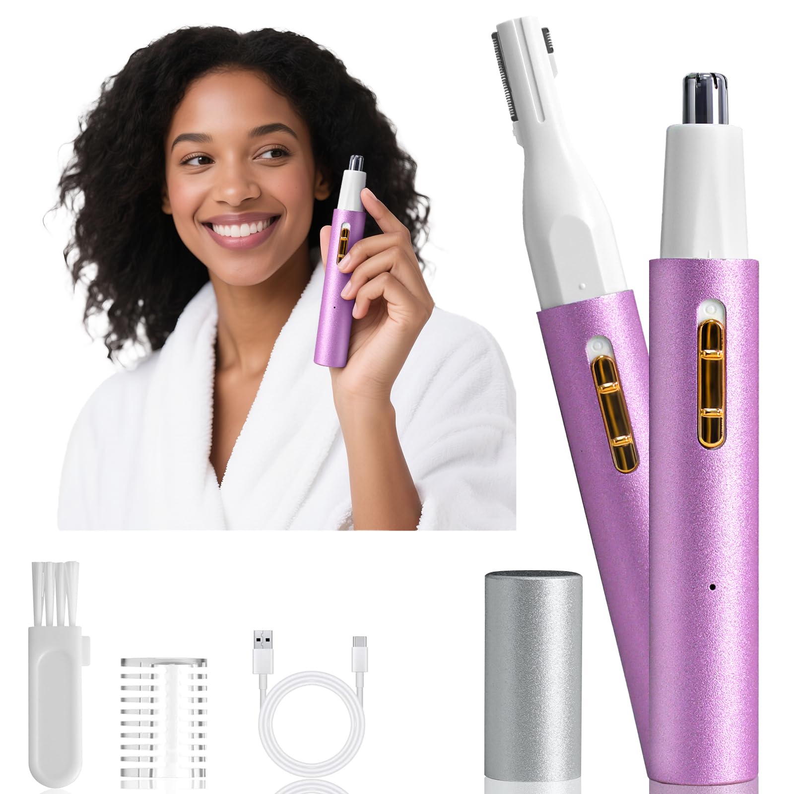 Beanify Nose Hair Trimmer for Women Men,2026 Rechargeable 2 in 1 Eyebrow & Facial Hair Trimmer, Professional Painless Ear Hair Trimmer with Powerful Motor and Dual-Edge Blades Easy Cleansing