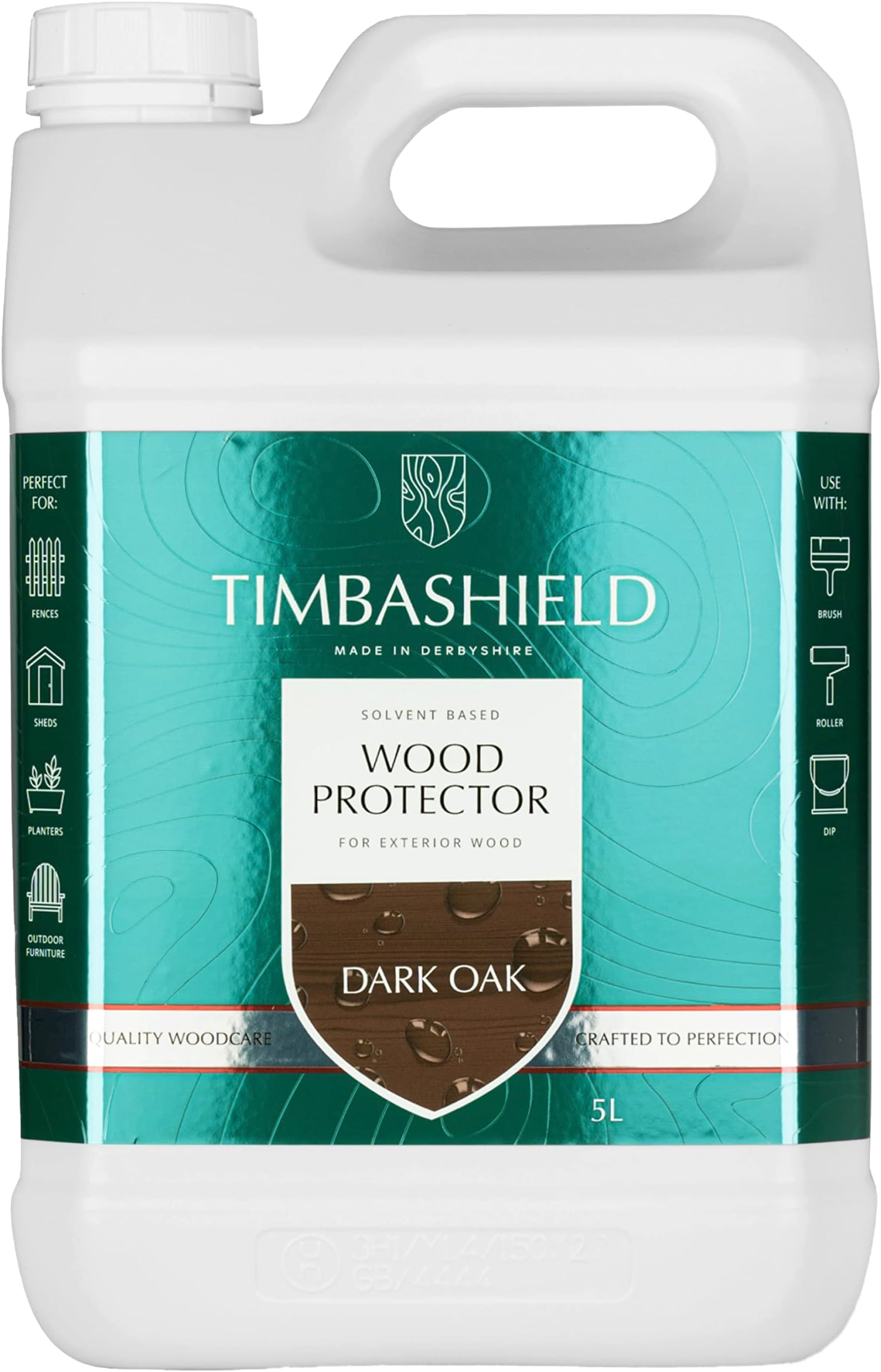 – Solvent Based Wood Protector - Dark Oak - 5L - Wood Stain & Waterproof Protection - Protection from Dry-Film Fungal Growth - Treatment for Sheds, Fences & General Garden Furniture