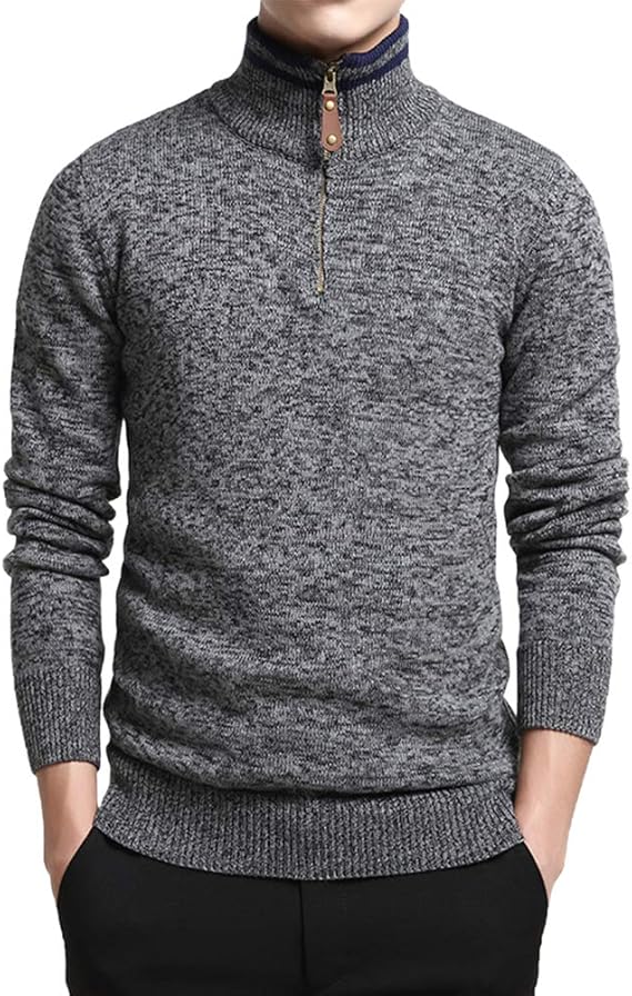 Amazon Fomansh ハーフジップ メンズ ニットセーター スリム ハイネック ビジネス 暖かい 秋冬 セーター 通販