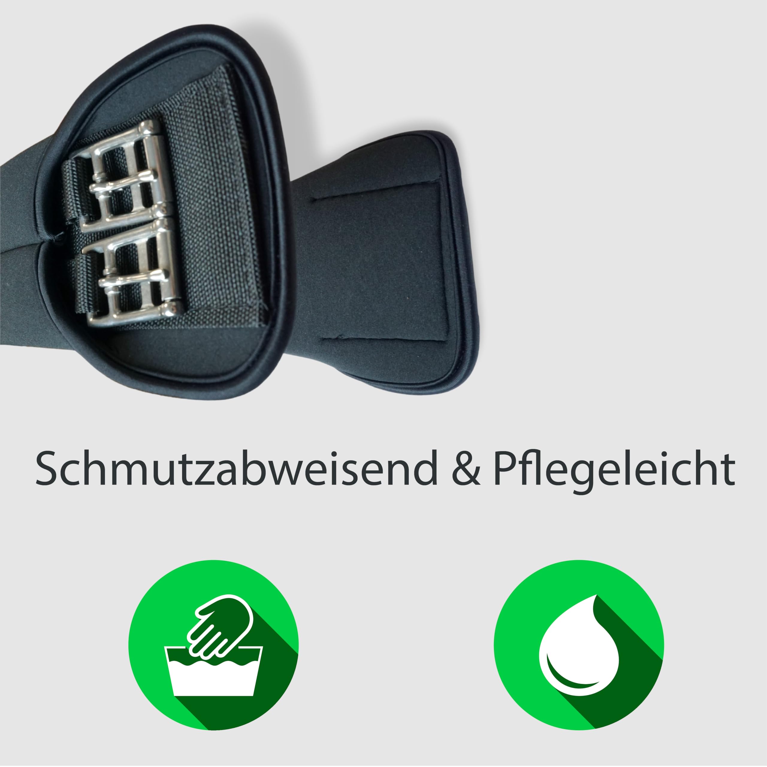 Sattelgurt aus Neopren Kurzgurt Pferd, geeignet als Dressur Sattelgurt Bauchgurt Pferd, Neoprengurt in schwarz (Schwarz, 45cm)