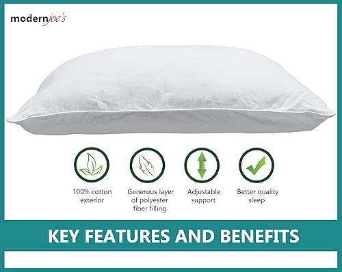 Miniatura 4 de Modern Joe's - Lujosa almohada de agua tamaño Queen (20 x 28), con relleno de fibra de apoyo adicional. Soporte ortopédico ajustable y almohada