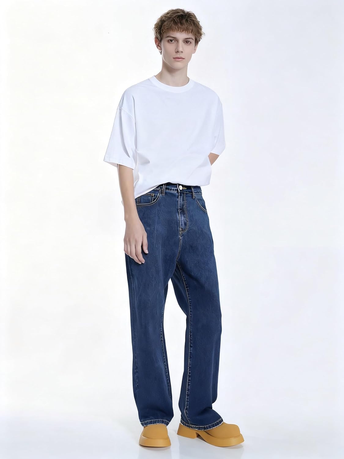 Men's Baggy Wide Leg Jeans Loose Fit Straight Denim Pants - Image 2