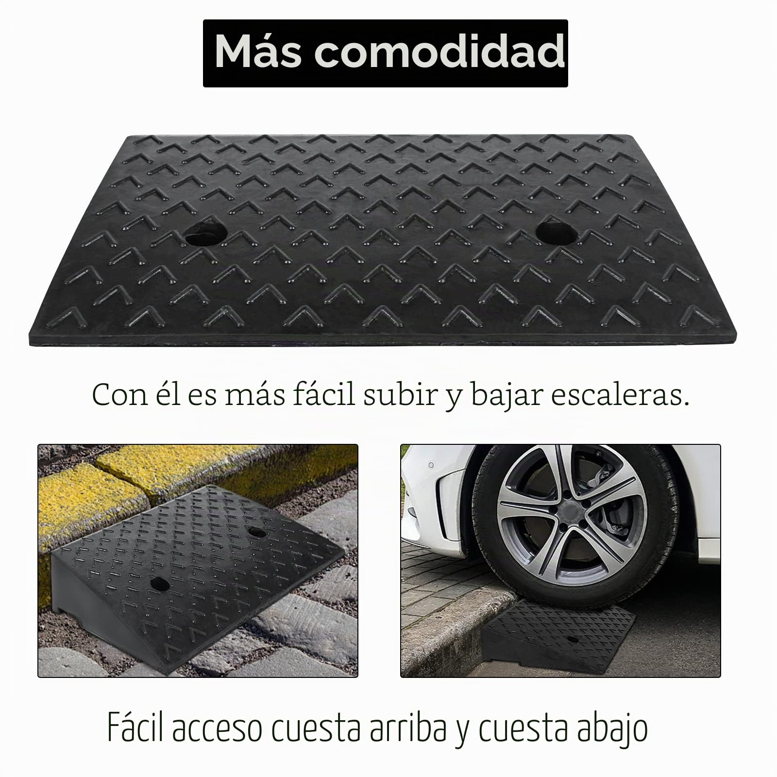 NAIZY Rampa de goma para bordillos, 2 unidades, 10 cm de alto, portátil, antideslizante, para coche, silla de ruedas