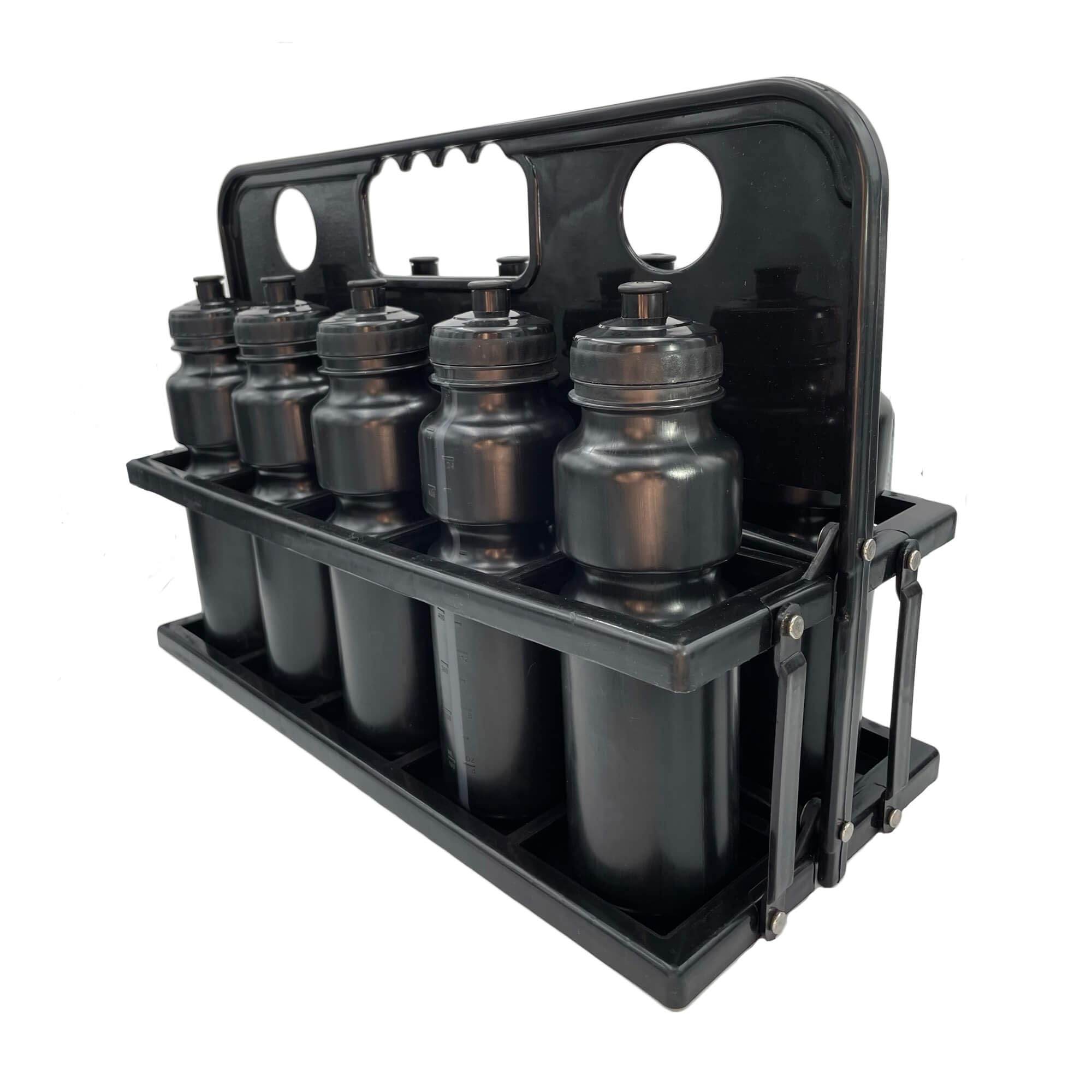Trinkflaschen 10er Set 750 ml mit Halter | schwarz