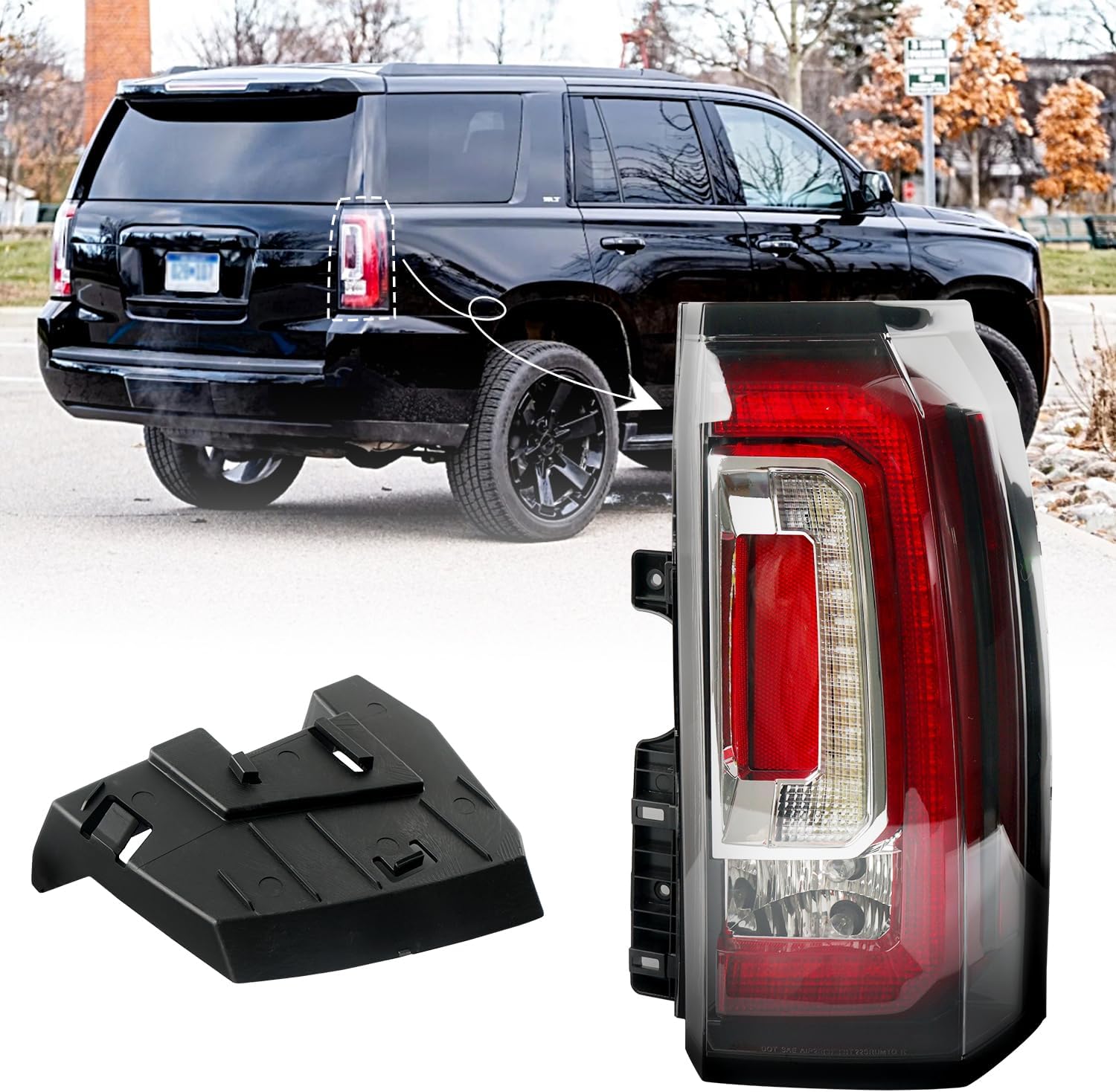 LED Tail Lights Assembly Compatible With 2015 2016 2017 2018 2019 2020 GMC Yukon/ Yukon XL Left Driver Side Brake Turn Signal Rear Taillights Assembly With Bulb Replace GM2801268 23380460 84536243