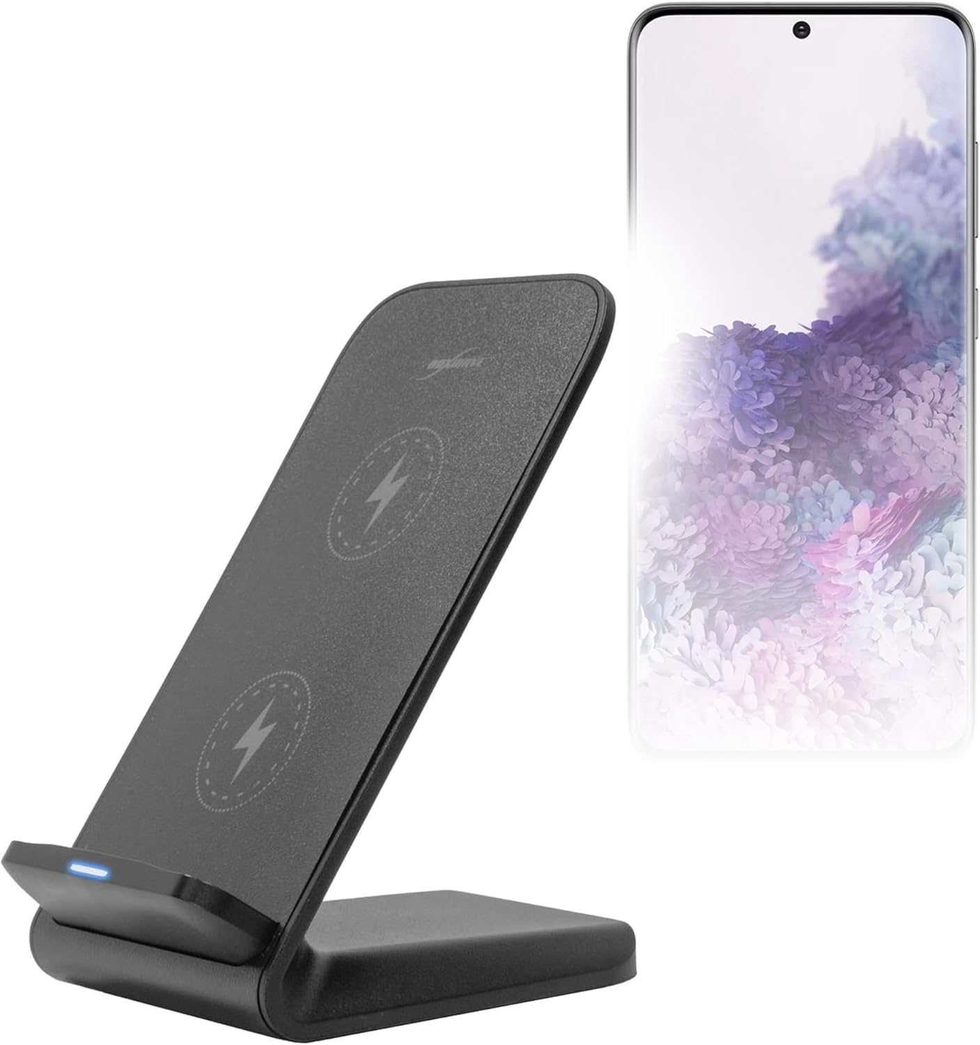 BoxWave Charger Compatible with Samsung Galaxy S20 - Wireless QuickCharge Stand (15W), Desktop Viewing Qi Wireless Charging - Jet Black
