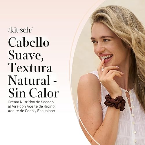 Miniatura 7 de Kitsch Crema suavizante de secado al aire para el cabello, producto para el cuidado del cabello con aceite de ricino y aceite de coco, crema