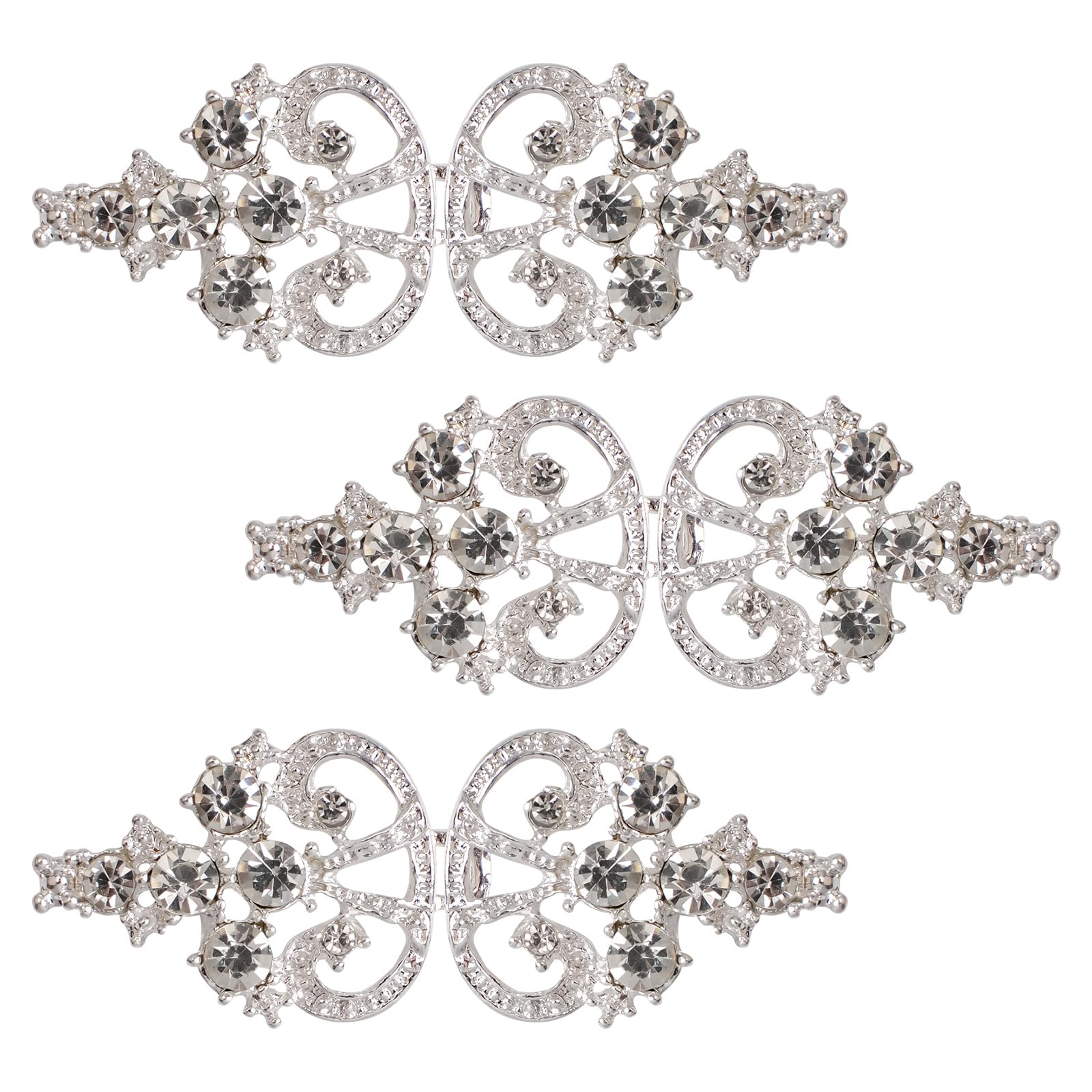 WANDIC Metal Crown Cloak Cape Clasp, 3 Pairs Cardigan Clips Collar Clasp Dress Shirt Brooch Sweater Shawl Clasp for Party Clothing