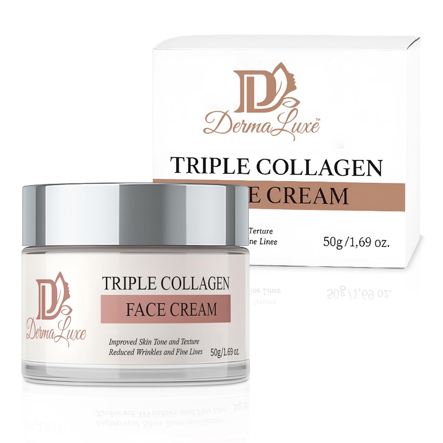 Anti-Aging Cream – Triple Collagen Woman’s Face Moisturizer | Firming, Hydrating Luxury Skincare | Organic. Fragrance-Free, 50g
