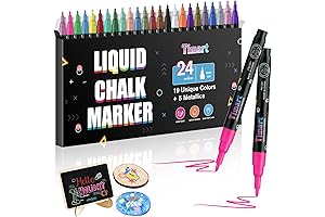 Timart Liquid Chalk Markers - 24-Pack Indelible Accessory That Optimizes Organization