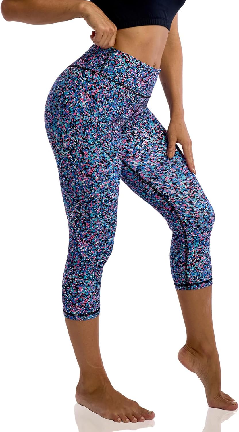 UIUO-UIPEU Pattern Printed Capri Leggings with Pockets for Women Tummy Control Workout Yoga Capris - Image 2
