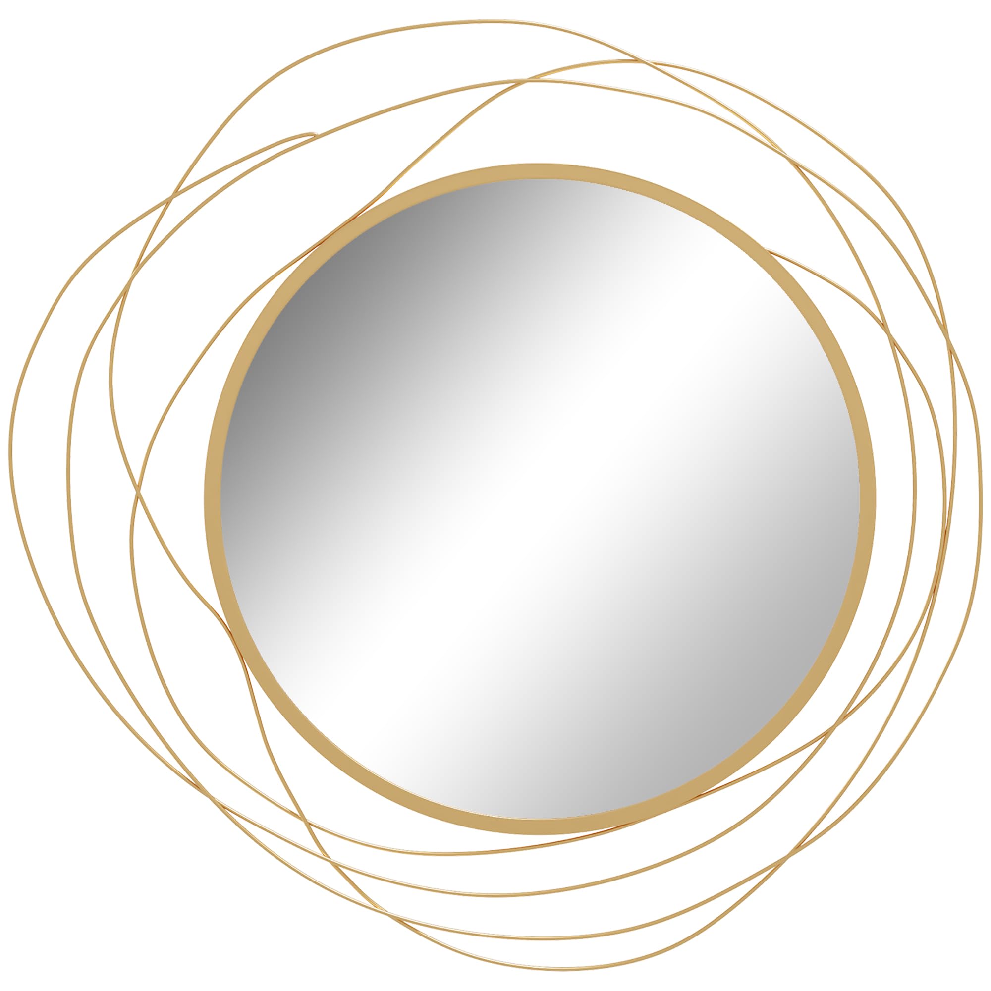HOMCOM Metal Wall Mirror, 65cm Modern Decorative Gold Mirror Decor Hanging, Home Wall Sculptures for Living Room Bedroom Dining Room