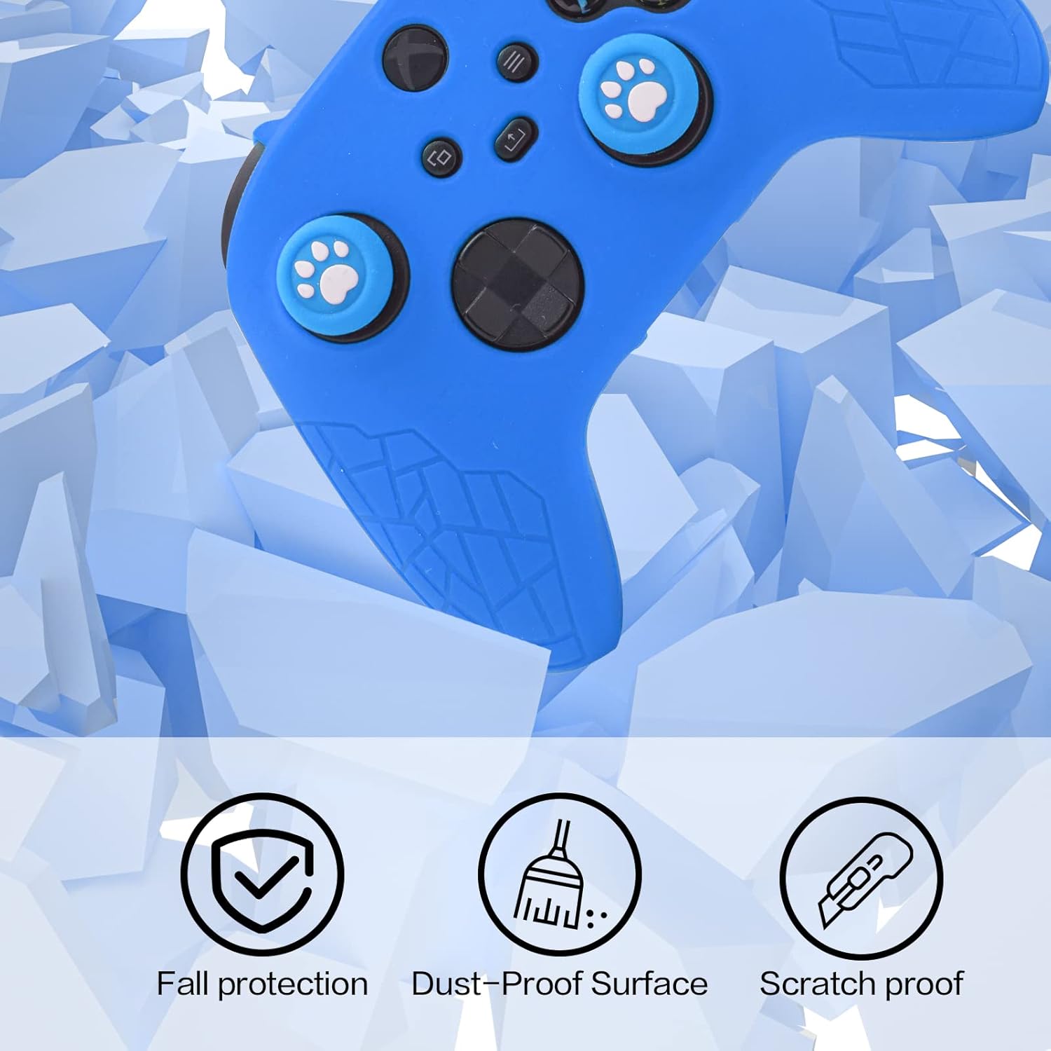 Xbox Series X/S Controller Skin Cover - Anti-Slip Silicone Case with Thumb Grips, Ergonomic Rubber Shell, Soft Protective Grip for Gaming - Blue Accessories for Xbox Wireless Controllers - Image 7