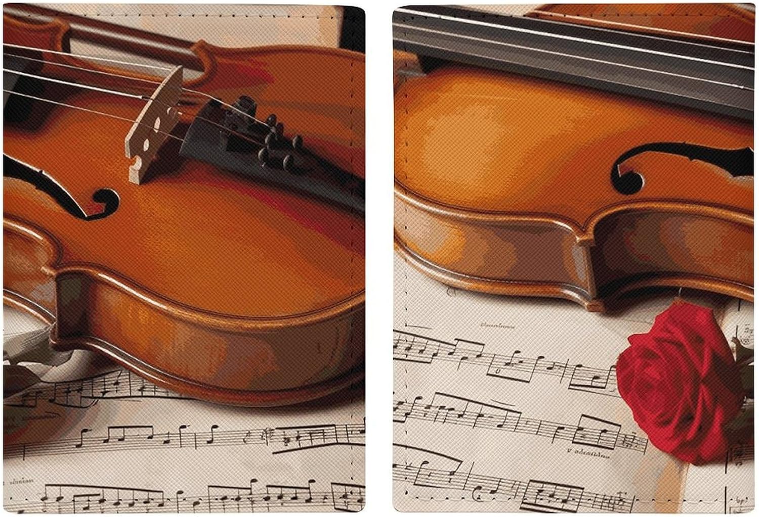 Passport Holder Leather Passport Holder Covers Case Violin Sheet Music Printed Passport Book for Documents, Travel Gifts