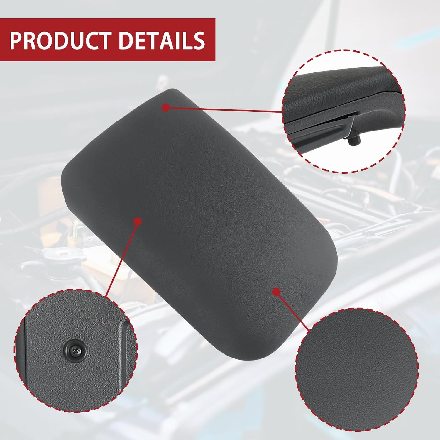 Center Console Armrest Leather Lid Cover Fits Ford Mustang 2005-2009 Replaces 5R3Z-6306024-AAC 5R3Z6306024AAC