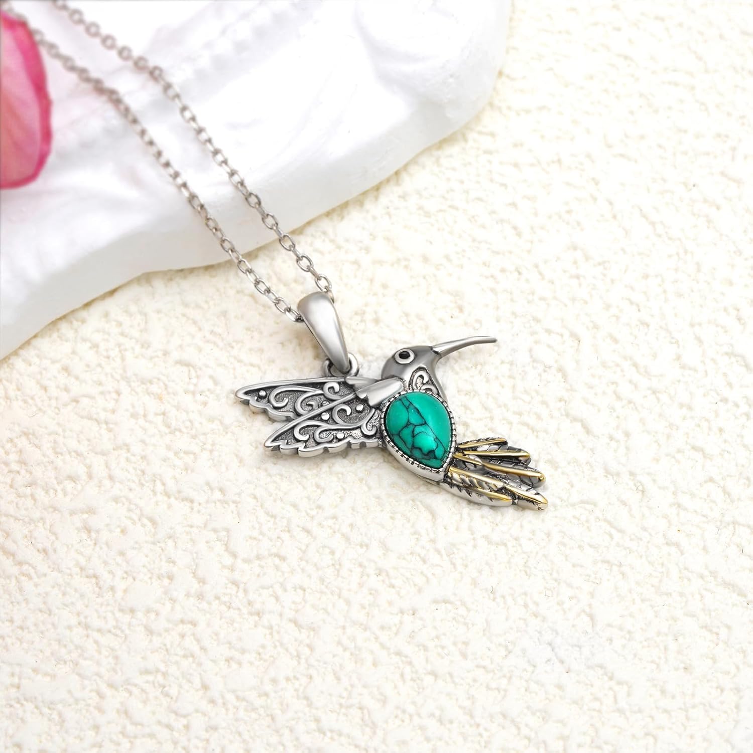 Western Turquoise Necklace 925 Sterling Silver Turquoise Cross/Dragonfly/Cow Tap/Butterfly/Hummingbird/Snake/Horseshoe Pendant Necklaces Turquoise Jewelry Gifts for Women Men - Image 3