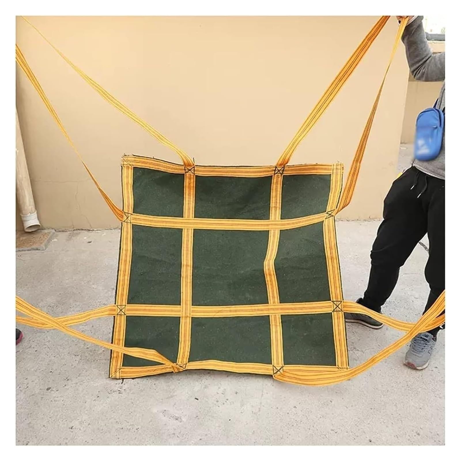 Generico Rete di Sollevamento per carichi Pesanti con Cinghie - 150x150 cm, Sacco da Una tonnellata per carrelli elevatori e Benne di Cemento per Un Trasporto Sicuro di carichi Pesanti - Ideale per l