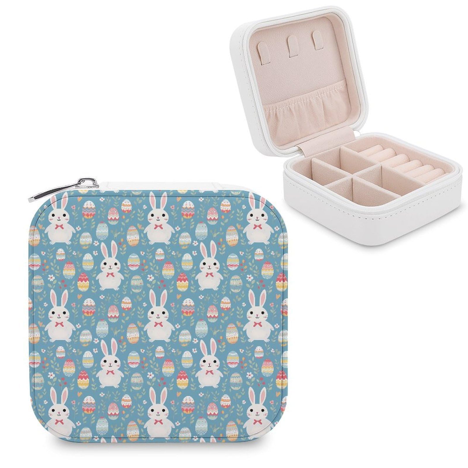 CUTJMDNGH Bunny Rabbits-Easter Eggs Jewelry Box for Women Jewellery Case Organizer Storage Boxes Craft