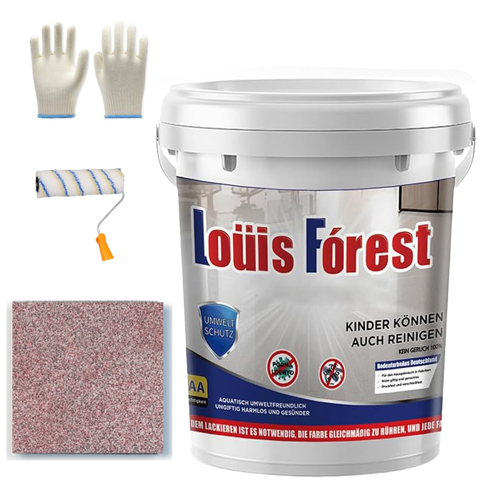 Louis Forest Peinture de sol époxy colorée pour sol de garage effet marbre – Revêtement imperméable et antidérapant à base d'eau (rose, 1 kg)