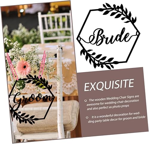 Miniatura 5 de 1 juego de letreros para silla de boda, fundas para sillas de boda, para novio, novia, colgador de puerta de señales de señor y señora para