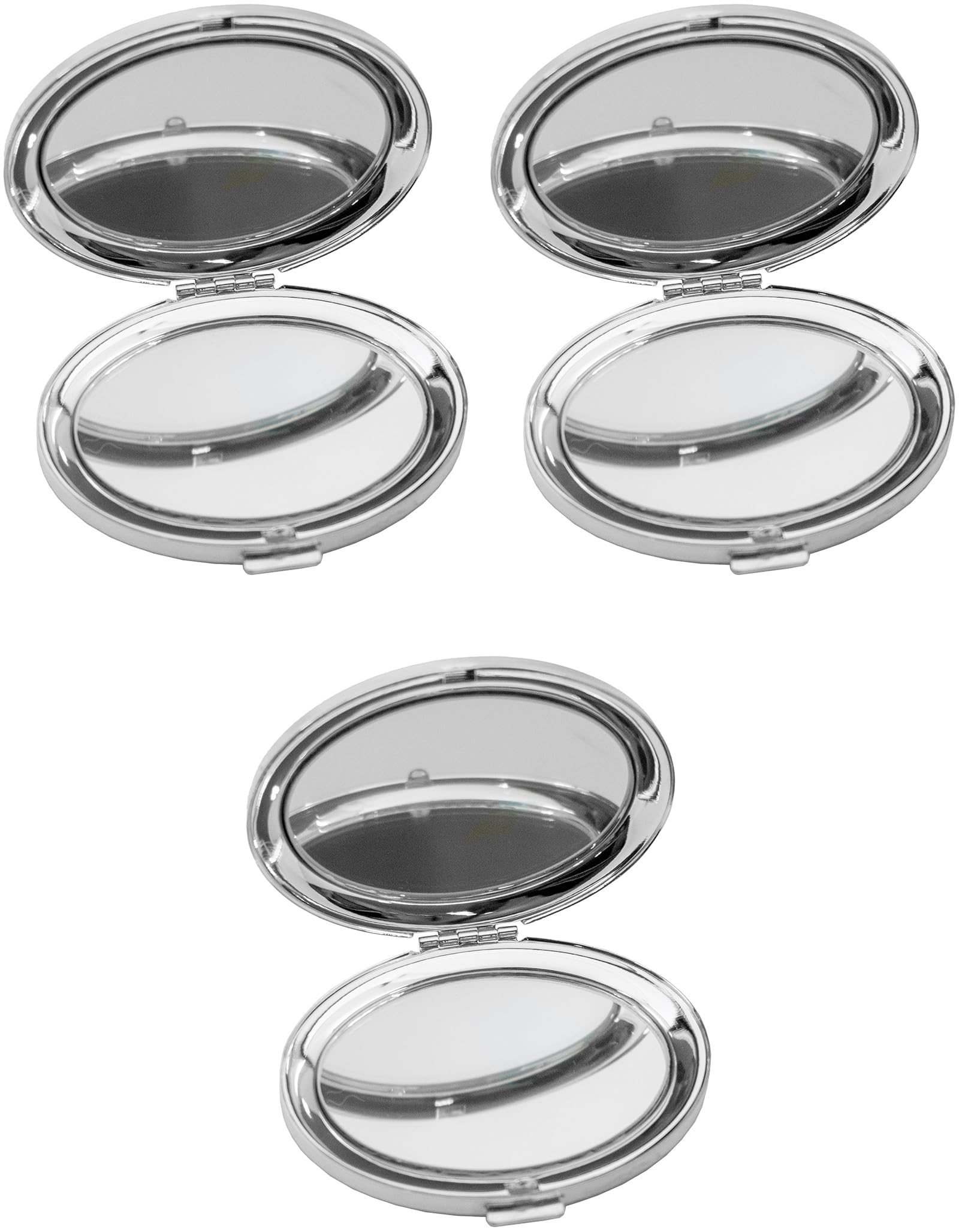 Stephanie Imports Set Of 3 Silver Oval Compact Mirrors | Double Sided, Magnifying & Regular - View #8