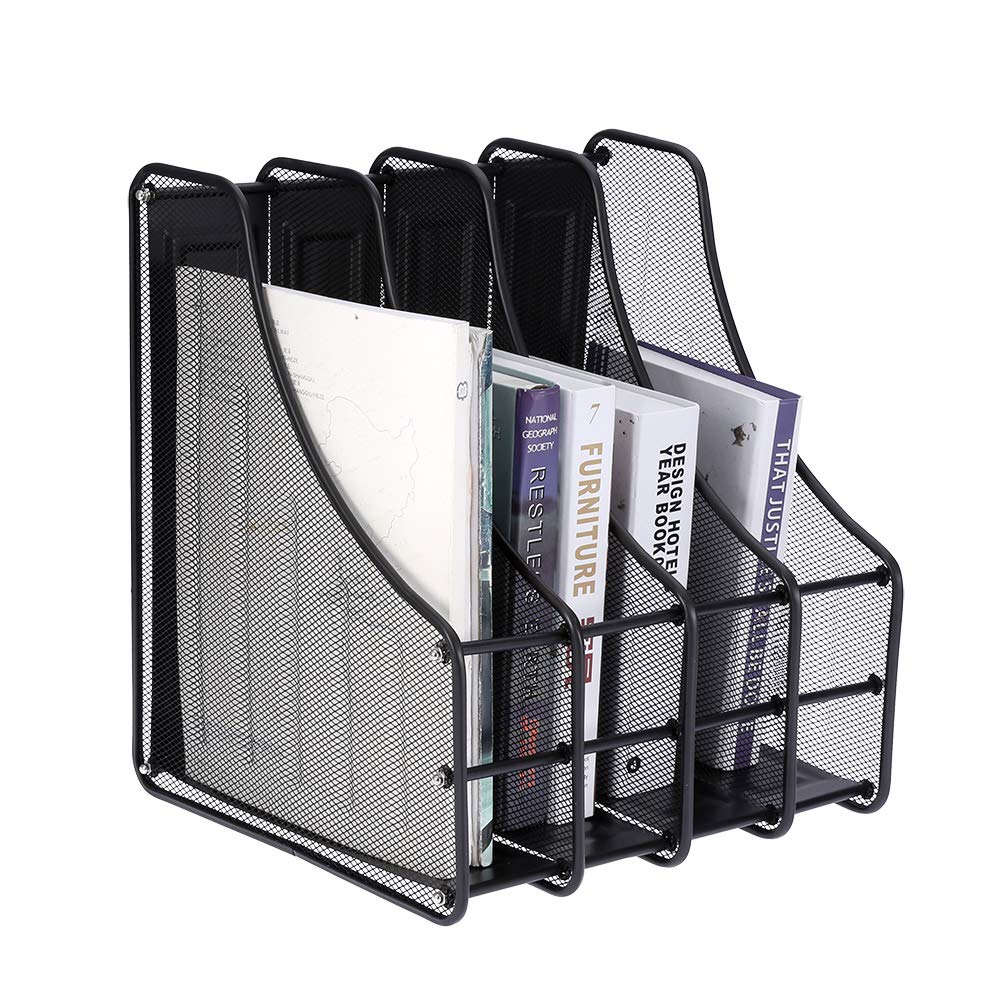 Magazine File Holder, 4 Slots Desk Organizer for Paper Letter Mail Folder Binder Book Desktop Organization and Storage