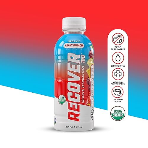 Miniatura 8 de RECOVER 180 Bebida de hidratación deportiva orgánica, sin azúcar añadido, bebida deportiva de 20 calorías, sabores orgánicos con vitaminas,