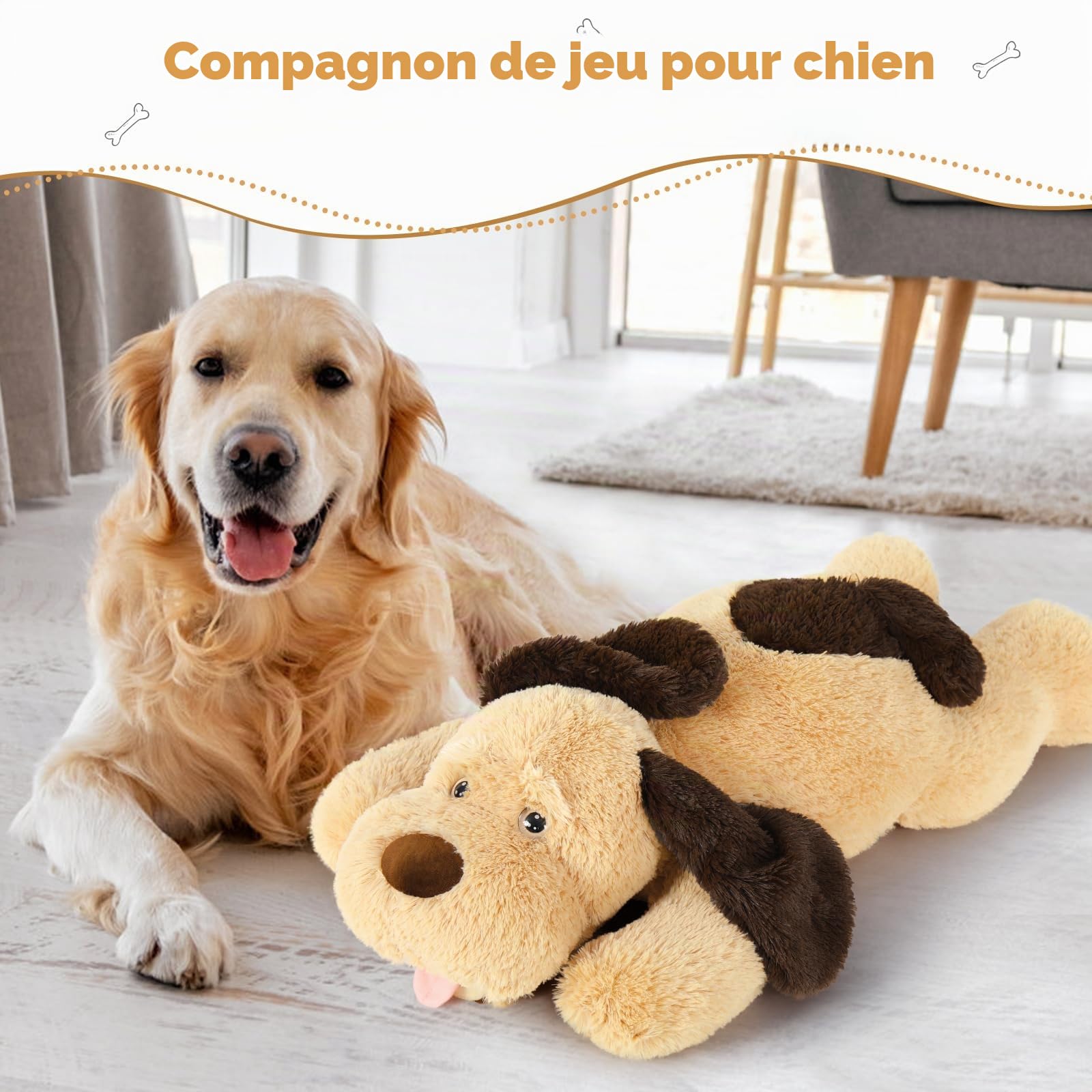 MorisMos Peluche Chien XXL Geant Brun, 80cm Chiot Jouets en Peluche Animaux Grande Câlin Douce Kawaii, Idée Cadeau Saint Valentin pour Enfant Filles Femme Petite Amie Maman Anniversaire Décorations