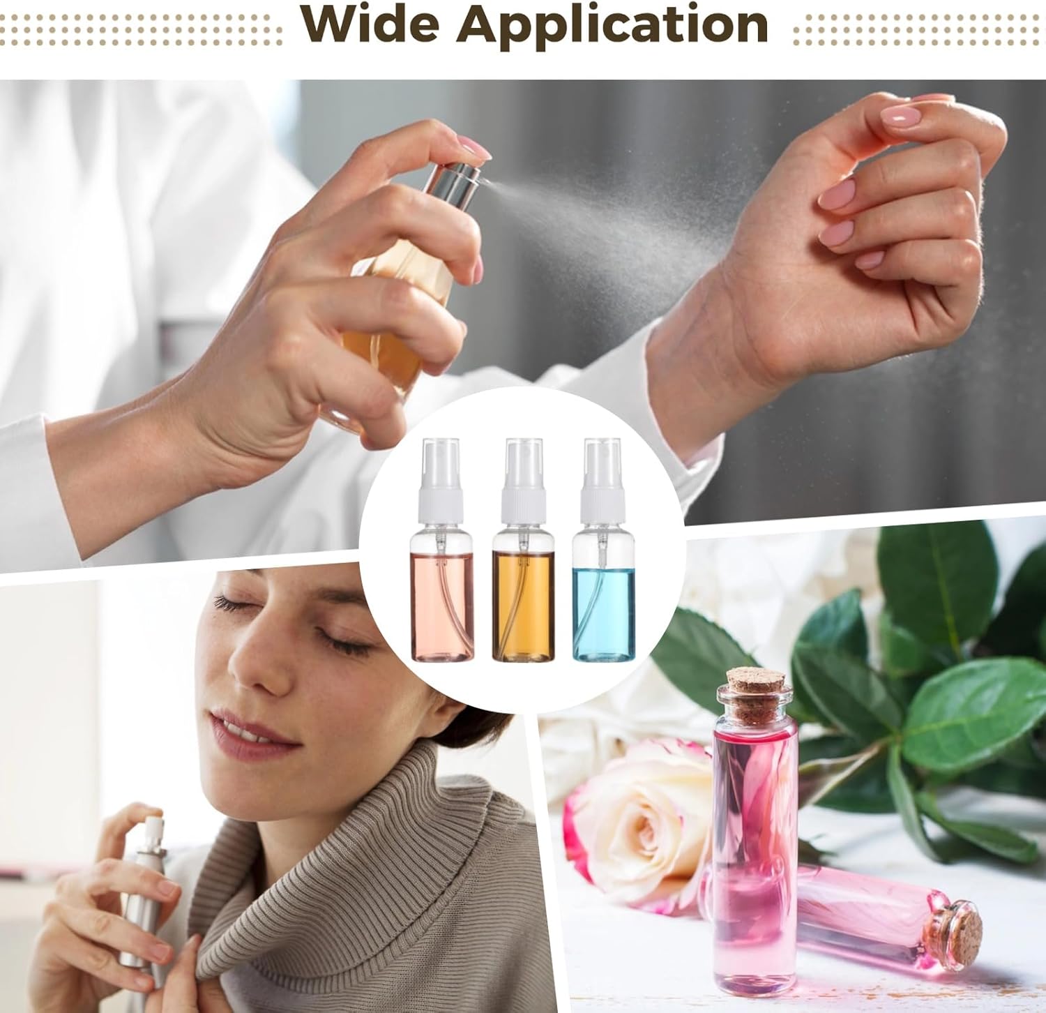 OMISTAR 200 PCS 1 oz Mini Small Spray Bottle - 30ml Transparent Plastic Travel Spray Bottles for Perfume Cosmetic, Travel Size with 5 Funnels, Convenient Refillable, Leak-proof Design