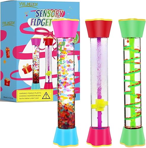 Juego de tubos sensoriales antiestrés  Juguetes calmantes para niños  con botella de purpurina, giratorio por gravedad, reloj de arena en espiral de