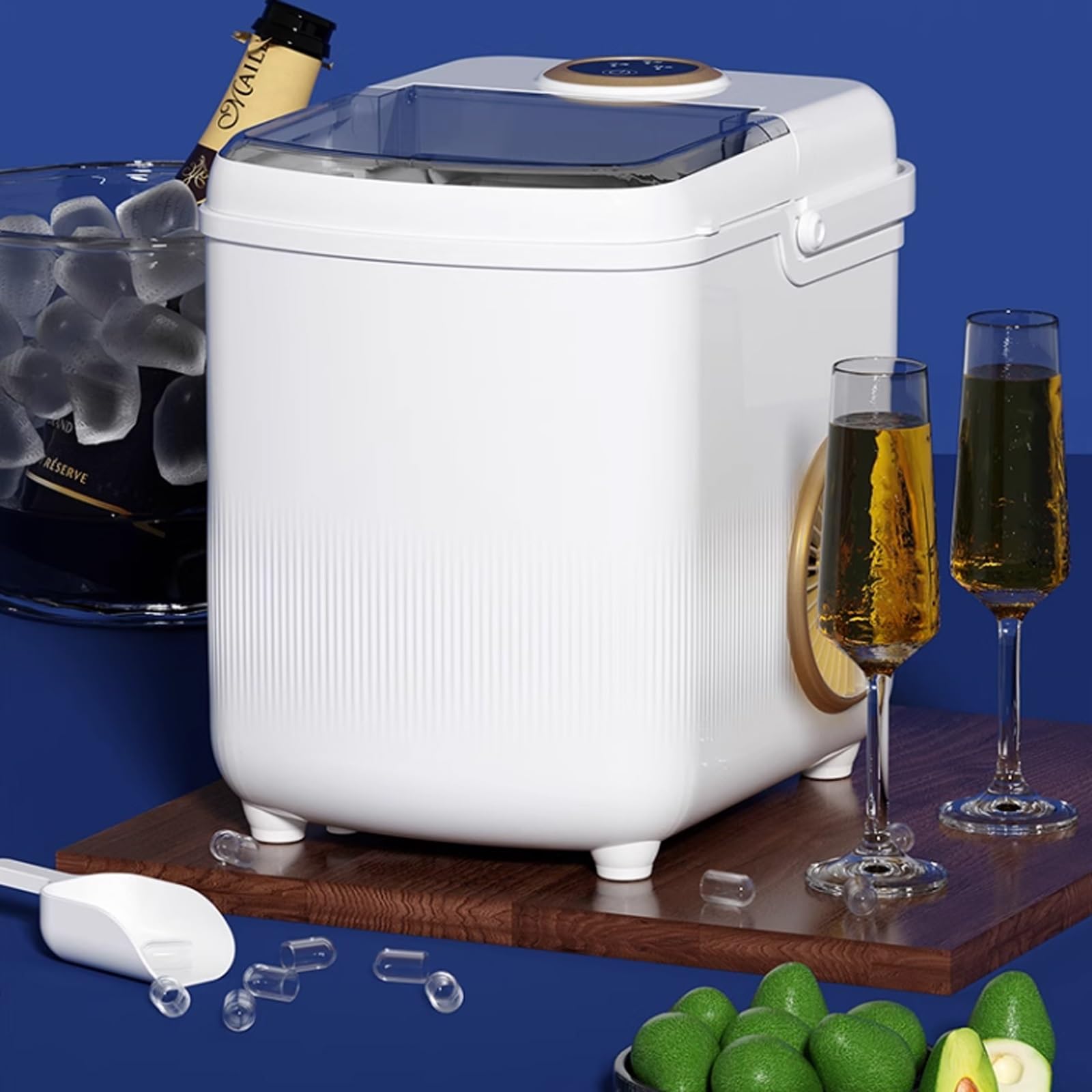 Máquina para fabricar hielo sobre encimera Máquina for hacer hielo en encimera, máquina for hacer hielo con asa, máquina for hacer hielo autolimpiante, 22 libras/24 horas, 9 cubitos de hielo listos en