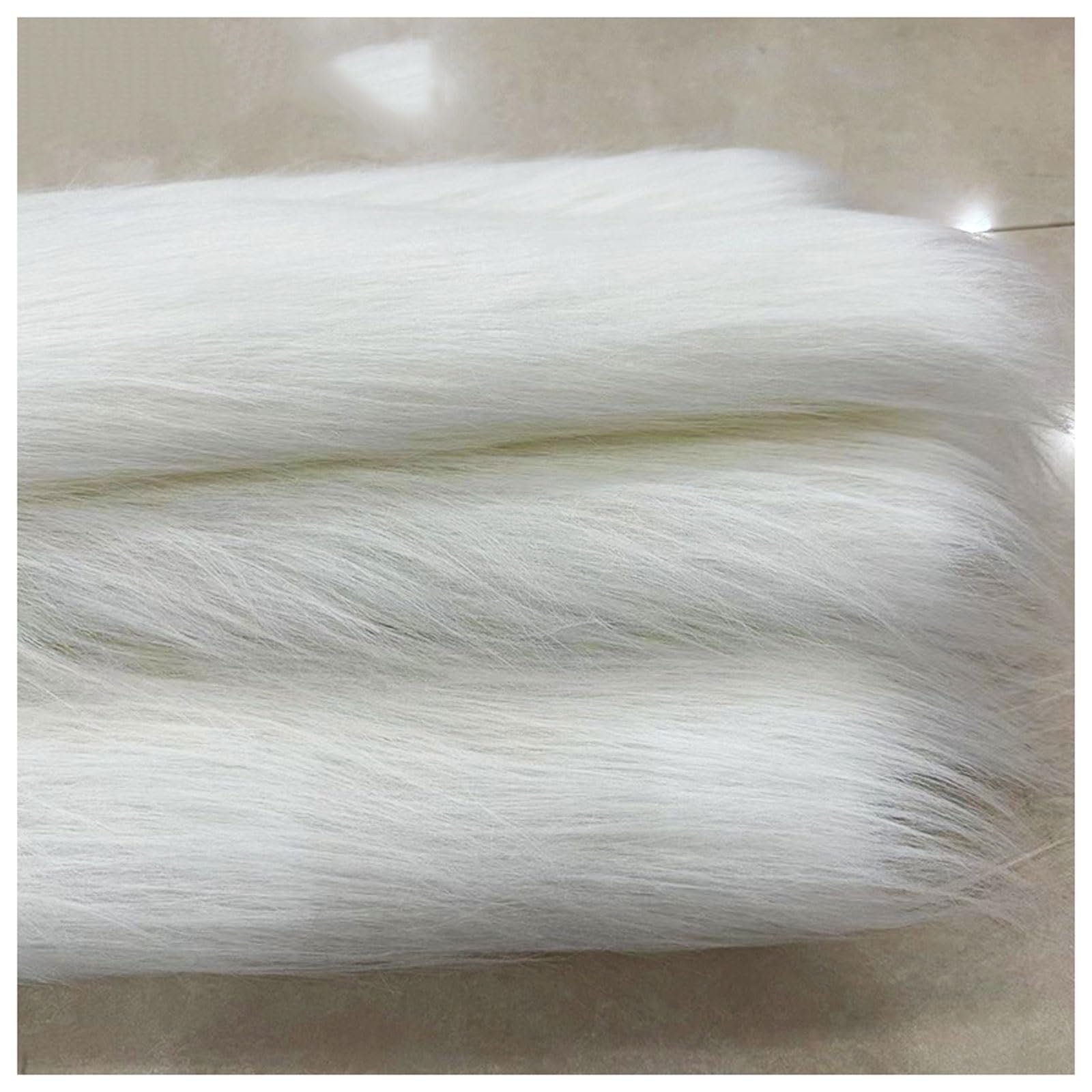 Shaggy Faux Fur Fabric 68 Colors Soft Plush12cm Long Pile Fake Fur Materials Craft Fabric, for Christmas Ornaments, Fursuit, Cosplay, Costume, Gnome Beards, Craft Supply, 50x180cm (Color : Cream)