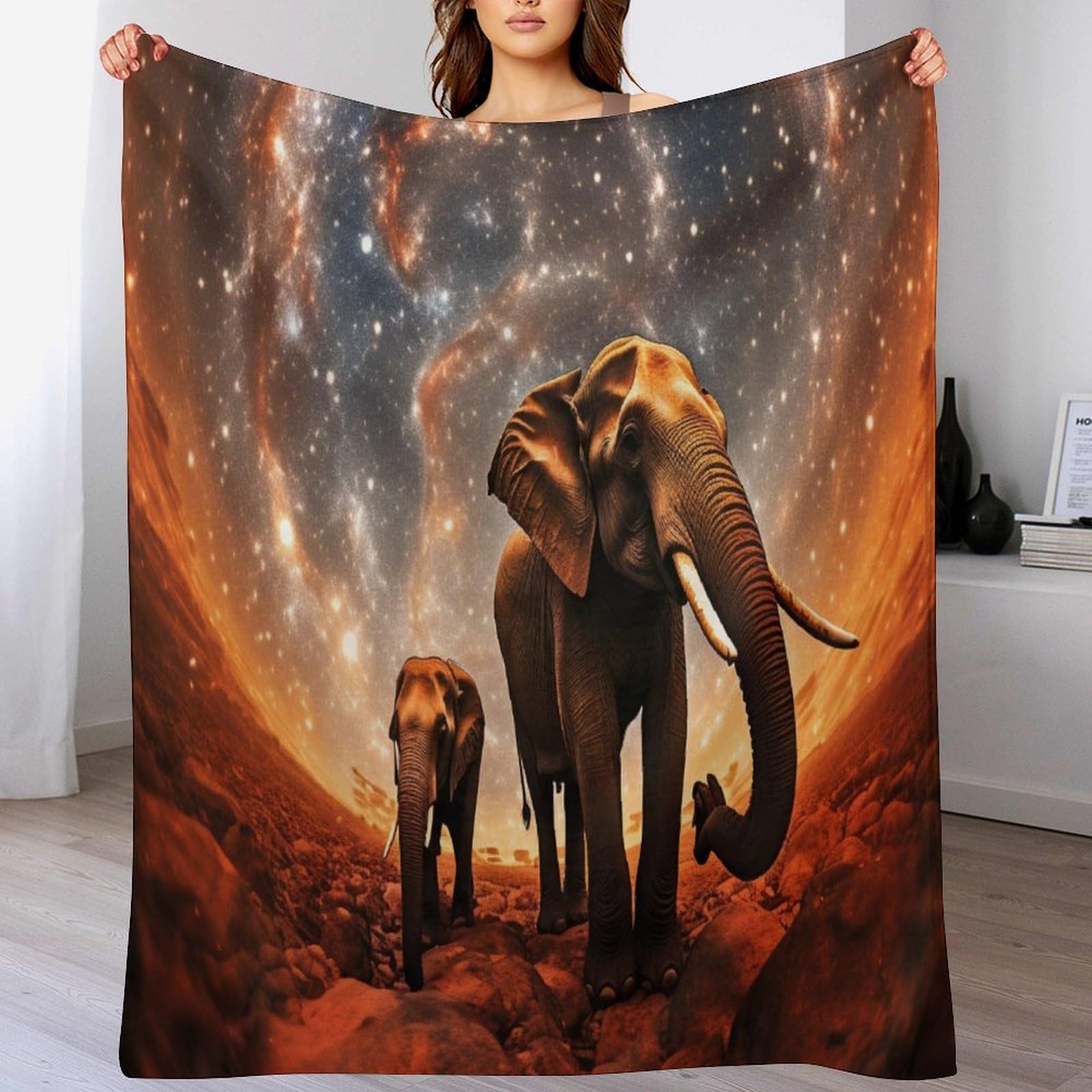 Couverture polaire éléphant pour stopper le froid sur le lit et le canapé