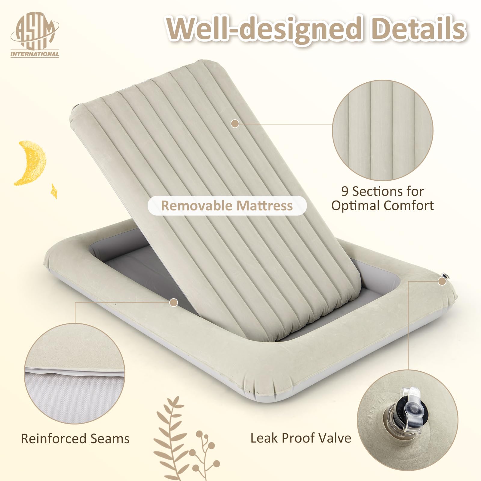 GIANTEX Lit Gonflable de Voyage pour Enfant avec Pompe Électrique, Matelas Portable pour Tout-petit, Kit de Réparation Inclus