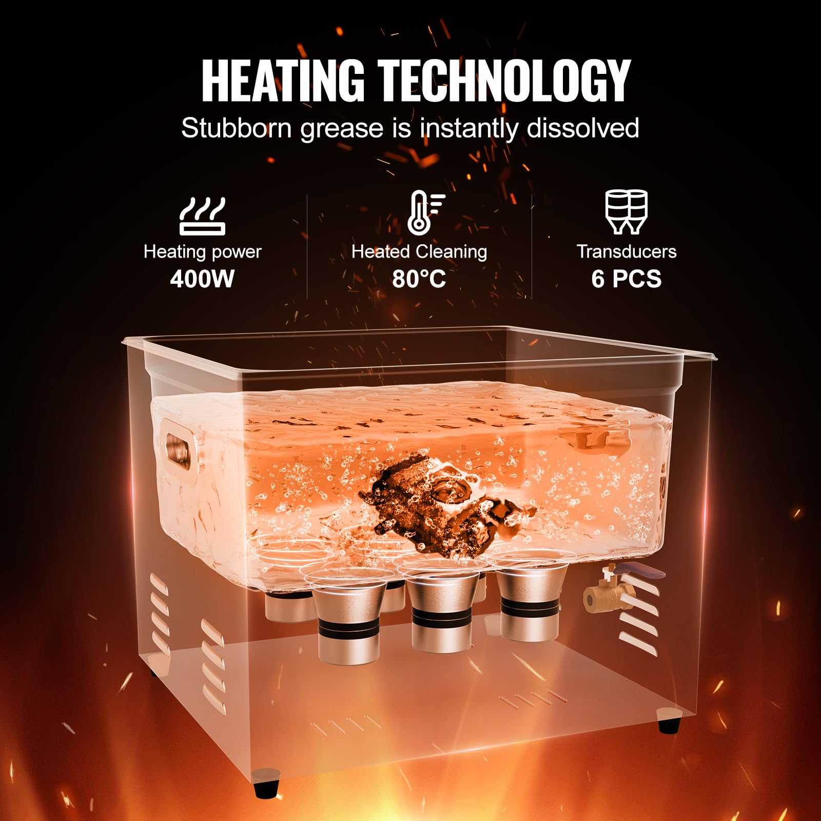 VEVOR Nettoyeur à Ultrasons Numérique 15 L, Bac Ultrasons 360 W, Appareil de Nettoyage Ultrasonique Professionnel avec Minuterie, Chauffage et Panier, pour Montres, Lunettes, Bijoux, Labo Clinique
