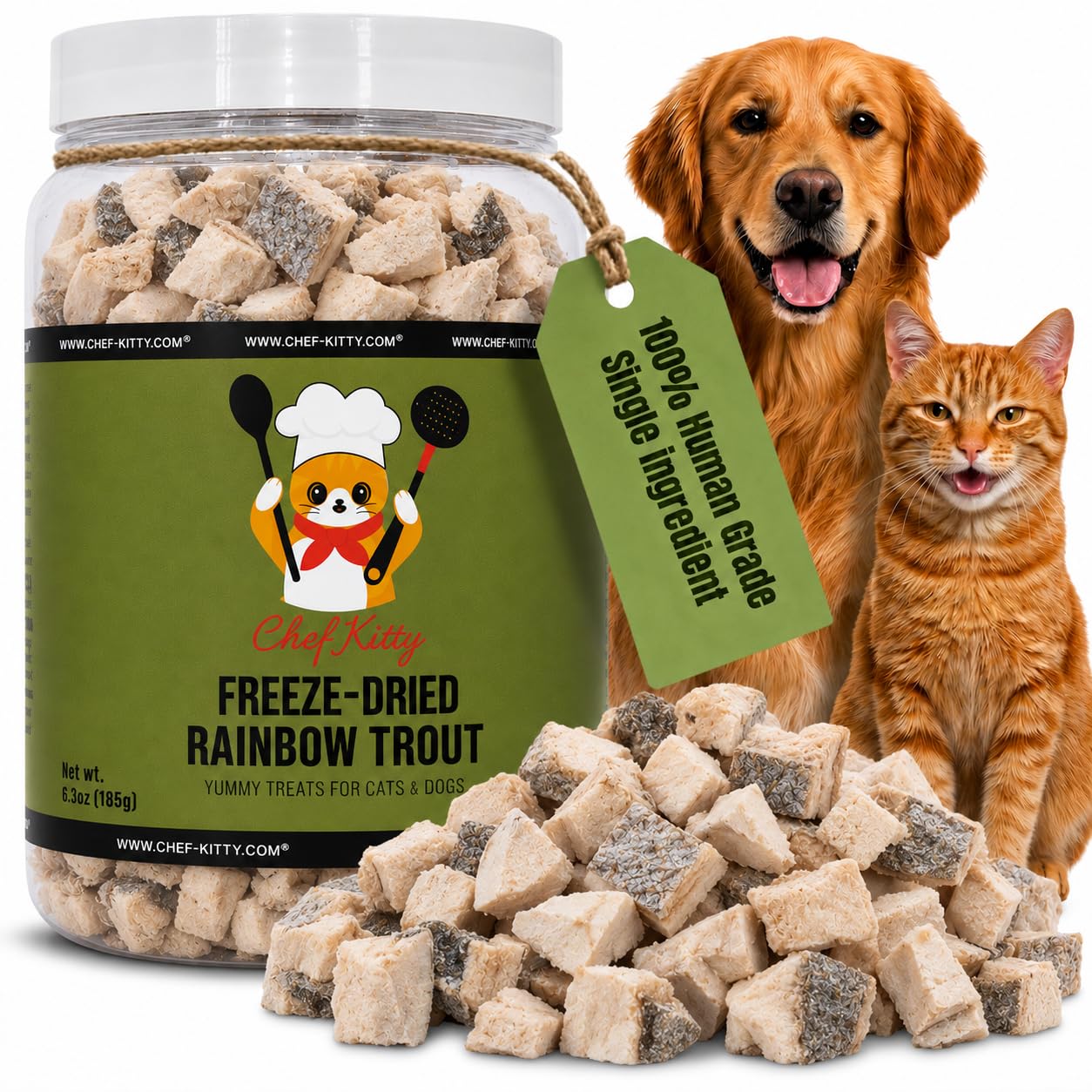 Freeze Dried Rainbow Trout Cat &amp; Dog Treats, Omega-3, 6.3oz