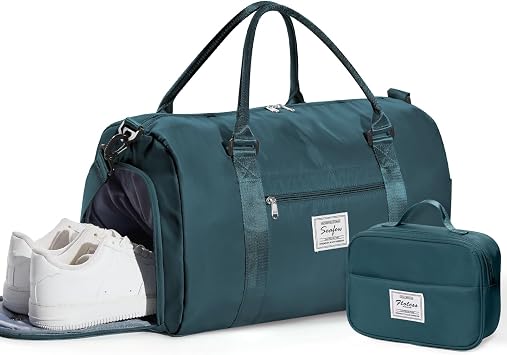 WISEPACK Gym Bag for Womens with Shoes Compartment Travel Duffel Bag