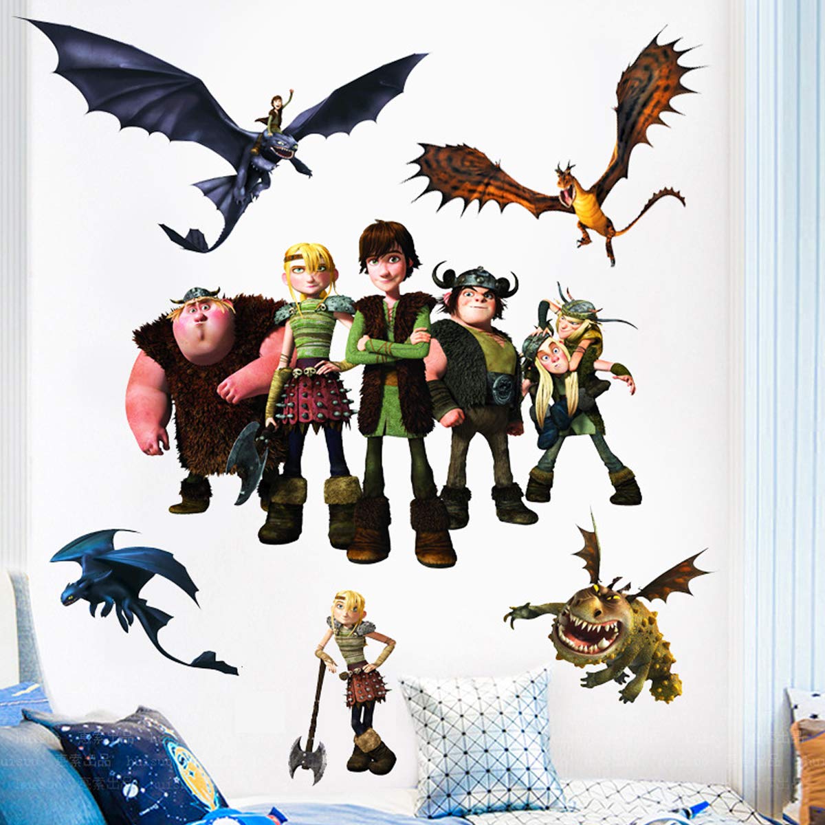 How Train Dragon Wall Sticker Childrens Cartoon Bedroom Background Wall |  Desertcart Seychelles, image size:1200x1200