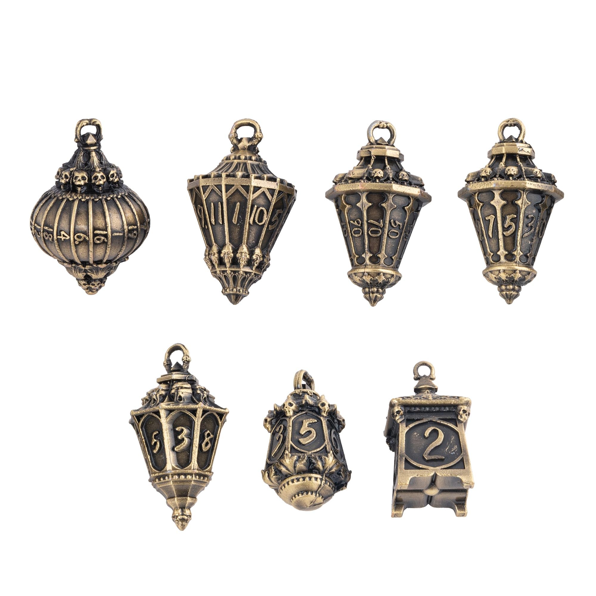 Cusdie 7-Piece Lantern Metal DND Dice Set, D&D Metal Dice, Polyhedral Dice Set, for Dungeons and Dragons Role Playing Game